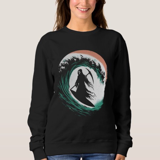 Grimmiges Surfen im Sensenmann - unheimlich Hallow Sweatshirt (Vorderseite)