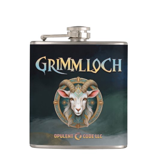 Grimmloch Goat Emblem Fantasy RPG Flachmann (Vorderseite)