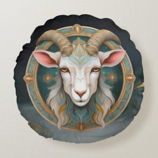Grimmloch Goat Emblem Fantasy RPG Rundes Kissen