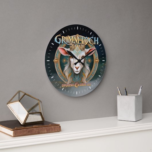 Grimmloch-Ziegen-Emblem Fantasy-RPG Große Wanduhr (Büro)