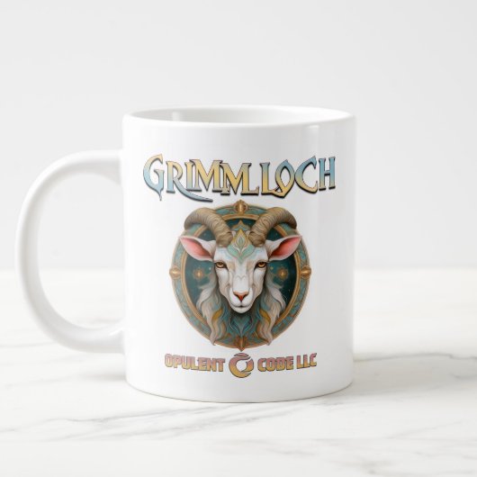 Grimmloch-Ziegen-Emblem Fantasy-RPG Jumbo-Tasse (Links)