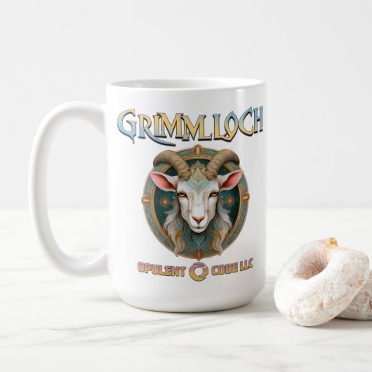 Grimmloch-Ziegen-Emblem Fantasy-RPG Kaffeetasse (Mit Donut)