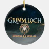 Grimmloch-Ziegen-Emblem Fantasy-RPG Keramik Ornament (Hinten)