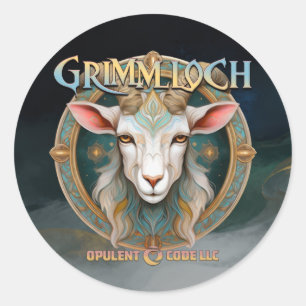 Grimmloch-Ziegen-Emblem Fantasy-RPG Runder Aufkleber