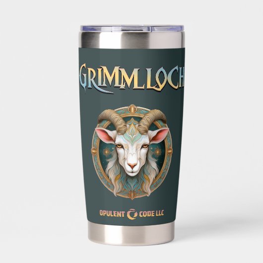Grimmloch-Ziegen-Emblem Fantasy-RPG Thermobecher (Vorderseite)