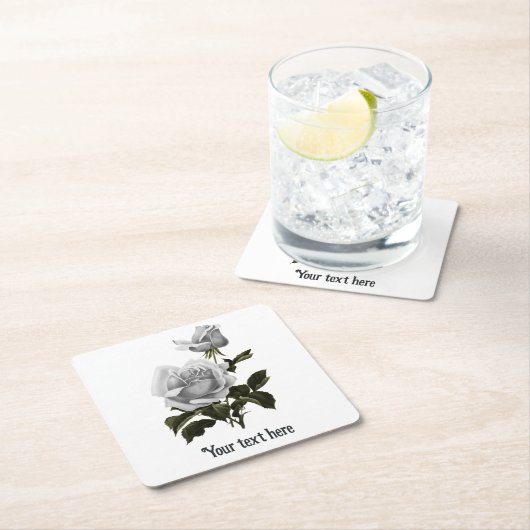 Grimoire White Rose Rechteckiger Pappuntersetzer (Vor Ort)