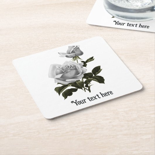 Grimoire White Rose Rechteckiger Pappuntersetzer (angewinkelt)