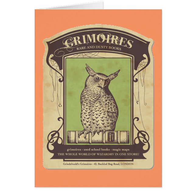 Grimoires Owl Grußkarte (Vorne)
