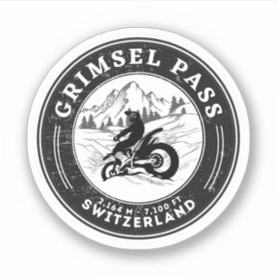 Grimsel-Pass - Schweizer Alpen - Motorradtour Aufkleber