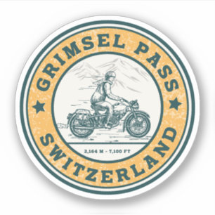 Grimsel-Pass - Schweizer Alpen - Motorradtour Aufkleber