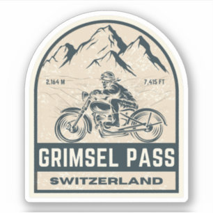 Grimsel-Pass - Schweizer Alpen - Motorradtour Aufkleber