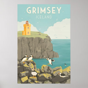 Grimsey Island Reiseplakat Island Poster
