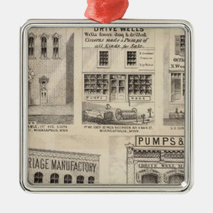 Grimshaw und Stadt, Minnesota Silbernes Ornament