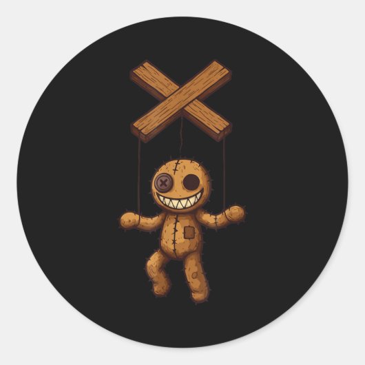 Grimstring – Soky Playful Puppet Marionette Cartoo Runder Aufkleber (Vorderseite)