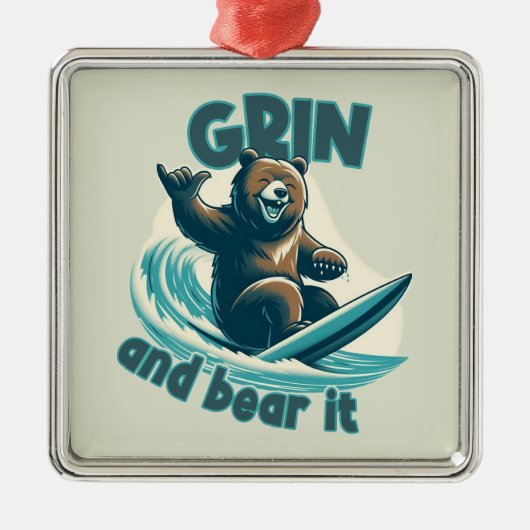 Grin and Bear Ornament Aus Metall (Vorne)