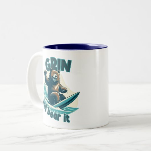 Grin and Bear Zweifarbige Tasse (Vorderseite Links)