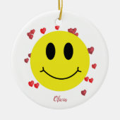 Grin Face mit Red Hearts Personalisiert Keramik Ornament (Vorne)