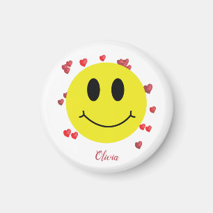 Grin Face mit Red Hearts Personalisiert Magnet