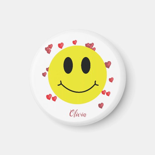 Grin Face mit Red Hearts Personalisiert Magnet (Vorne)