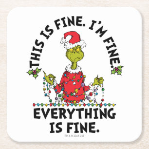 Grinch   Alles ist in Ordnung Rechteckiger Pappuntersetzer