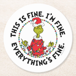 Grinch Alles ist in Ordnung Runder Pappuntersetzer