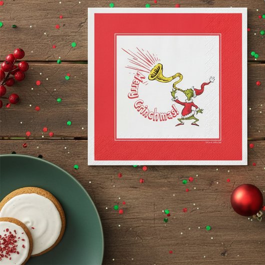 Grinch bläst das lustige Grinchmas-Horn Serviette