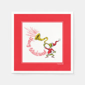 Grinch bläst das lustige Grinchmas-Horn Serviette (Vorderseite)