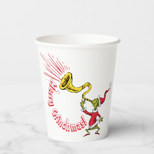 Grinch Blowing the Merry Grinchmas Horn Pappbecher (Rückseite)