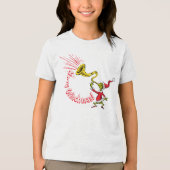 Grinch Blowing the Merry Grinchmas Horn Tri-Blend Shirt (Vorderseite)