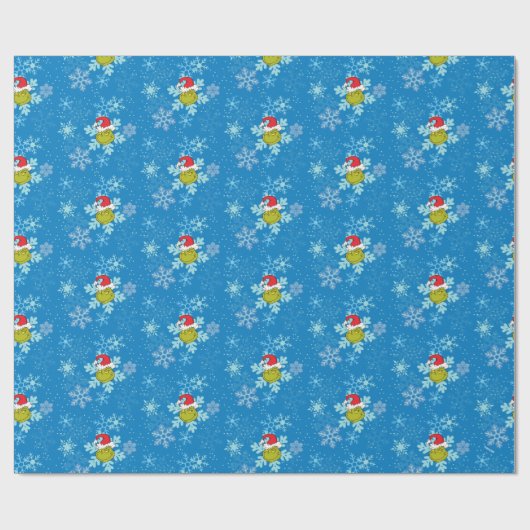 Grinch Blue Snowflake Muster Geschenkpapier (Flach)