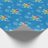 Grinch Blue Snowflake Muster Geschenkpapier (Ecke)