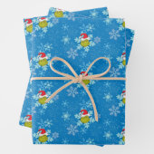Grinch Blue Snowflake Muster Geschenkpapier Set (Beispiel)
