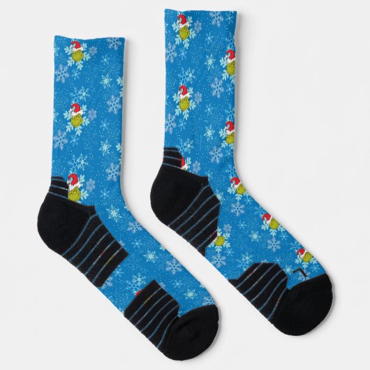 Grinch Blue Snowflake Muster Socken (Rechts)