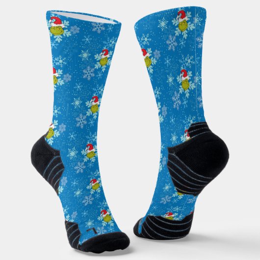 Grinch Blue Snowflake Muster Socken (Gewinkelt)