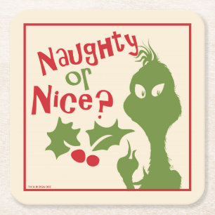Grinch Böse oder Braver Rechteckiger Pappuntersetzer