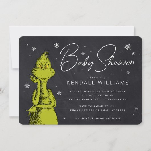 Grinch Chalkboard Babydusche (Vorderseite)