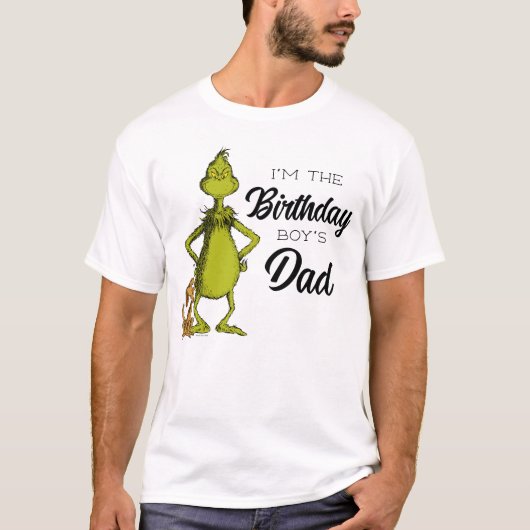 Grinch Chalkboard Birthday Boy's Vater T-Shirt (Vorderseite)