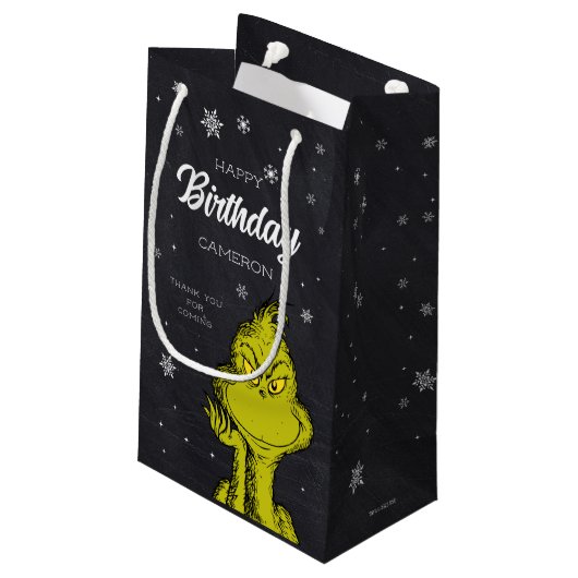Grinch Chalkboard Birthday Gevor Kleine Geschenktüte (Rückseite Schrägansicht)