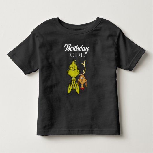 Grinch Chalkboard Birthday Girl Kleinkind T-shirt (Vorderseite)