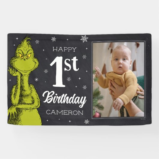 Grinch Chalkboard Geburtstag Banner (Horizontal)