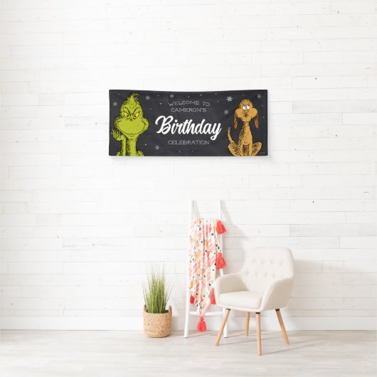 Grinch Chalkboard Geburtstag Banner (Insitu)