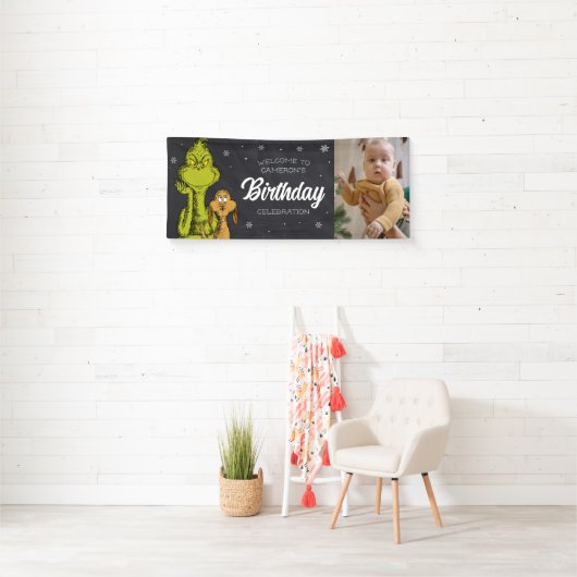 Grinch Chalkboard Geburtstag Banner (Insitu)