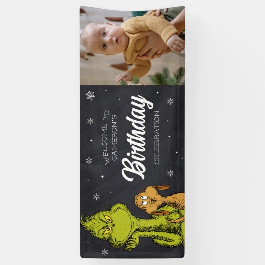 Grinch Chalkboard Geburtstag Banner (Vertikal)