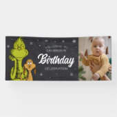Grinch Chalkboard Geburtstag Banner (Horizontal)