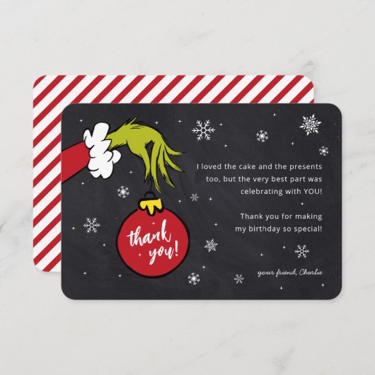 Grinch Chalkboard Geburtstag Danke (Vorne/Hinten)