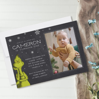 Grinch Chalkboard Geburtstag Einladung