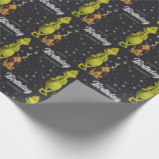 Grinch Chalkboard Geburtstag Geschenkpapier (Ecke)