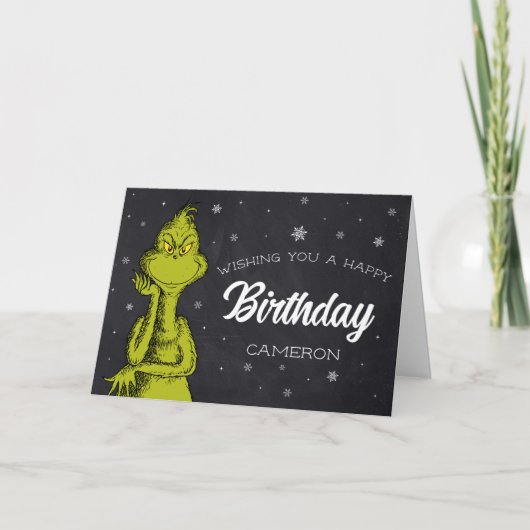 Grinch Chalkboard Geburtstag Karte (Vorderseite)