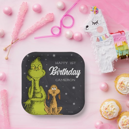 Grinch Chalkboard Geburtstag Pappteller (Party)