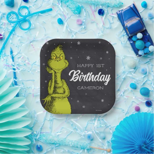 Grinch Chalkboard Geburtstag Pappteller (Party)